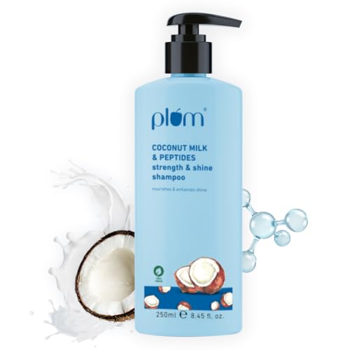 Plum Coconut Shampoo for Dull Hair with Coconut Milk and Peptides for Strong & Shiny Hair I 22x shine I Soft, silky hair I Shampoo for Women and Men | 250ml