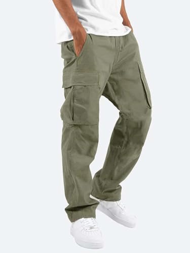Lymio Men Cargo || Men Cargo Pants || Men Cargo Pants Cotton || Cargos for Men (Cargo-01-04) (XL, Olive Green) - Blossom Mantra