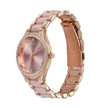 Sonata Poze Quartz Analog Pink Dial Metal & Plastic Strap Watch for Women-SP80054KD01W