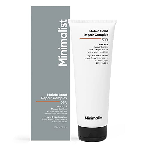 Minimalist Hair Mask For Repairing Dry, Damaged & Dull Hair | Maleic Bond Repair Complex 05% with Transglutaminase, Amino Acids & Ceramides | For Damaged & Treated Hair | Controls Frizzy Hair | For Women & Men | 200 gm