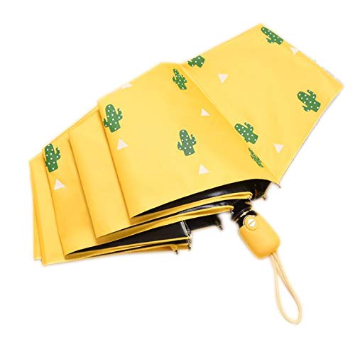 House of Quirk Ultra Light and Small Mini Umbrella with Carrying Pouch ((Yellow Cactus))