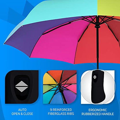 Rylan Umbrella Automatic Open Travel Umbrella with Wind Vent,Umbrella big size for men, Umbrella for girls, Umbrellas for rain,Windproof Umberalla Large for Man,Women(Rainbow)