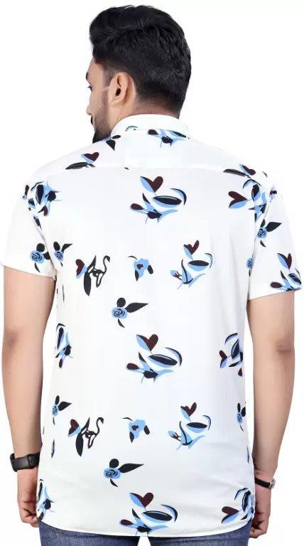 Men's Printed Lycra Half Sleeves Shirt - Blossom Mantra