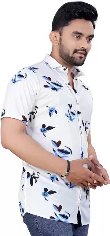 Men's Printed Lycra Half Sleeves Shirt - Blossom Mantra