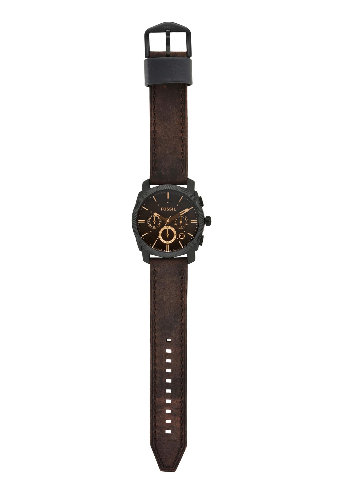 Fossil Men Leather Machine Analog Black Dial Watch-Fs4656, Band Color-Brown - Blossom Mantra