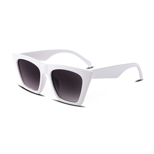 FEISEDY Oversized Vintage Cat Eye Square Sunglasses Women Trendy Cateye Sunglasses B2473 - Non-Polarized, White