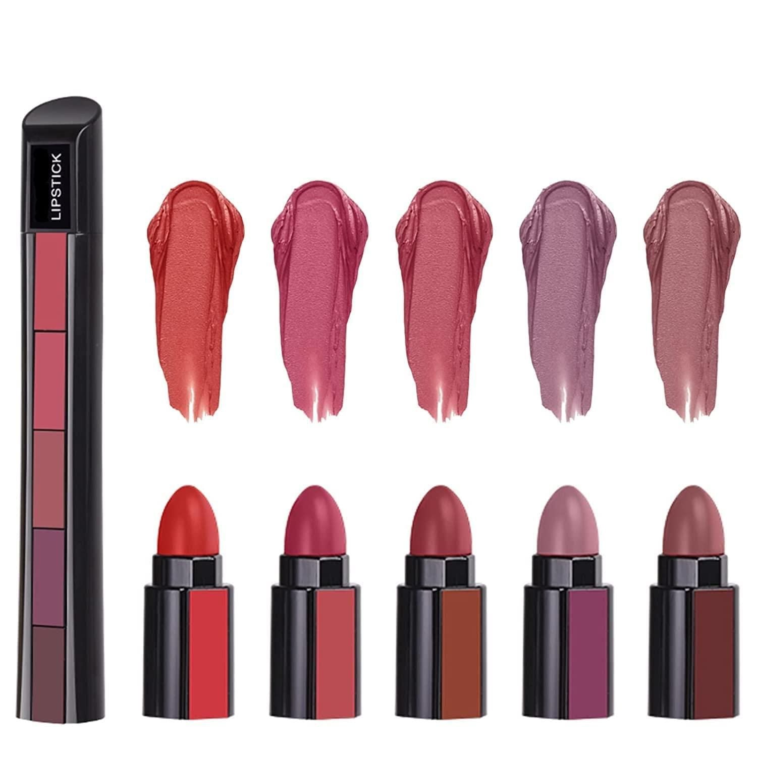 5 in 1 Lipsticks Combo Set, Red & Nude Edition Colors Sensational Fabulous Matte Finish Shades, 7.5g x2pcs - Blossom Mantra