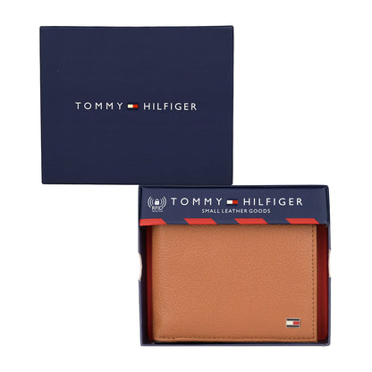 Tommy Hilfiger Felix Leather Global Coin Wallet for Men - Tan, 4 Card Slots