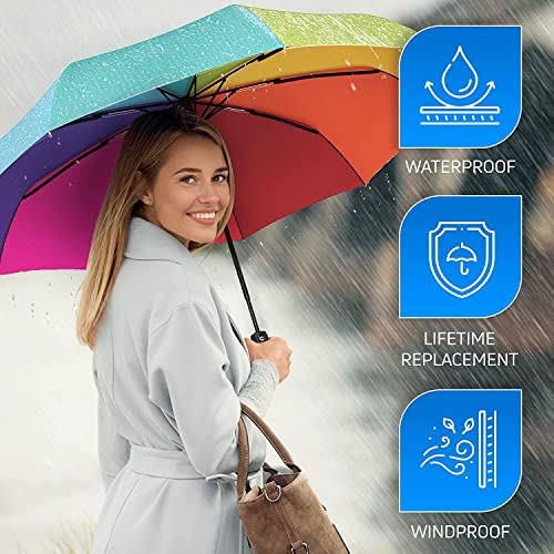 Rylan Umbrella Automatic Open Travel Umbrella with Wind Vent,Umbrella big size for men, Umbrella for girls, Umbrellas for rain,Windproof Umberalla Large for Man,Women(Rainbow)