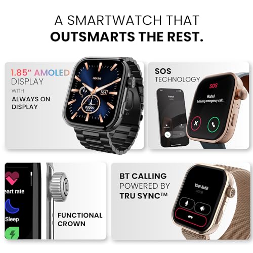Noise Biggest Launch Pro 5 Smart Watch with 1.85" AMOLED Display, BT calling, New DIY Watch faces, Ultra personalization with smart dock, Productivity suite, 100 sports modes and more (Rosegold Elite)