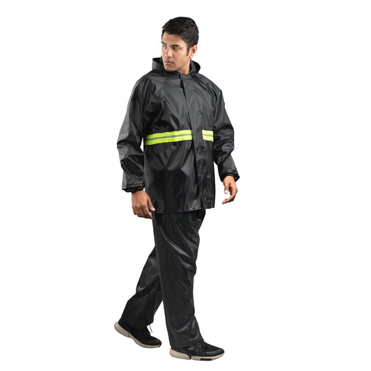 Bloomingdale Rain Coat for Men & Women Waterproof Bike Raincoat for Men with Pant Set Reflective Raincoat for Women, Boys & Girls Adjustable Top and Bottom Rain Coat for Women with Bag - Black