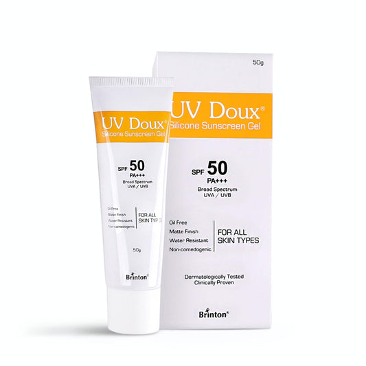 Brinton UV Doux Face & Body Sunscreen gel with SPF 50 PA+++ | Clinically Proven| Matte Finish and Oil Free Formula| Water Resistant, Non Comedogenic| Protection against UVA/UVB Rays 50g