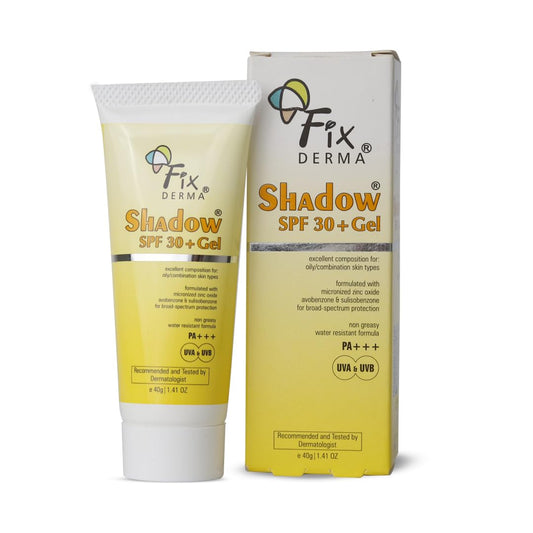 Fixderma Shadow Sunscreen SPF 30+ PA+++ Gel | Sunscreen for Oily Skin | Sun Screen Protector SPF 30 | Sunscreen for Body & Face | Broad Spectrum Sunscreen for UVA & UVB Protection | Sunscreen for Women & Men | Non Greasy & Water Resistant - 40gm