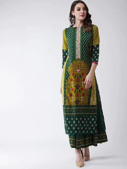 Mughal Straight Kurta With Crew Neck - Blossom Mantra