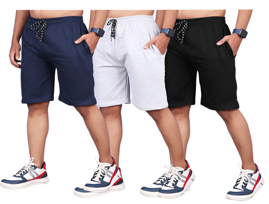 Men's Regular Shorts (woreon_Black, Navy, Grey_XL)