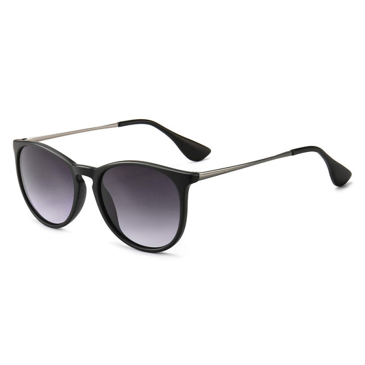 SUNGAIT Women's Vintage Round Classic Retro Sunglasses (Polarized Grey Gradient Lens/Black Frame)-SGT567PGHKSH IN
