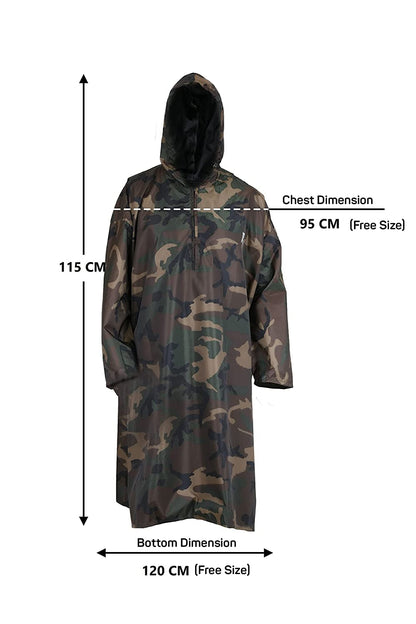 Rocksport Unisex Hooded Rain Poncho for Adult,Waterproof, Lightweight,Reusable& Packable, One Size Fits Most, Free Size(Camo)