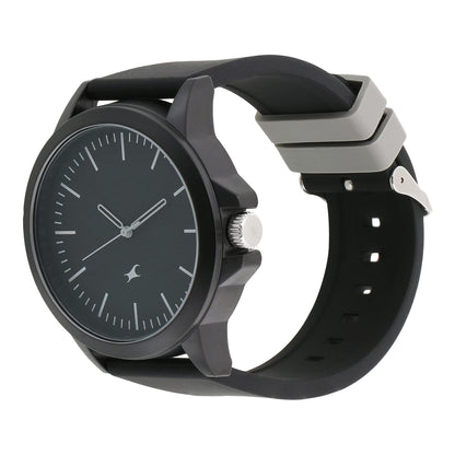 Fastrack Unisex Silicone Black Dial Analog Watch -Nr38024Pp25, Band Color-Black - Blossom Mantra