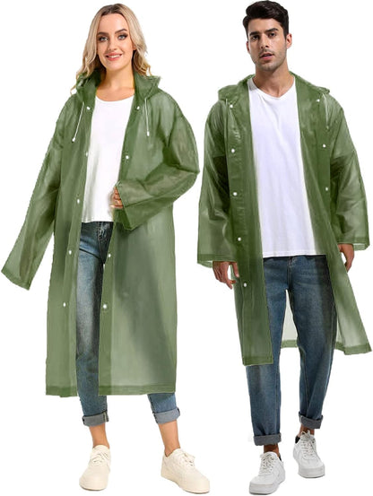 Adorazone Women's Solid Polyester Double Layer Long Ponchu Raincoat (Free Size, Dark Green)