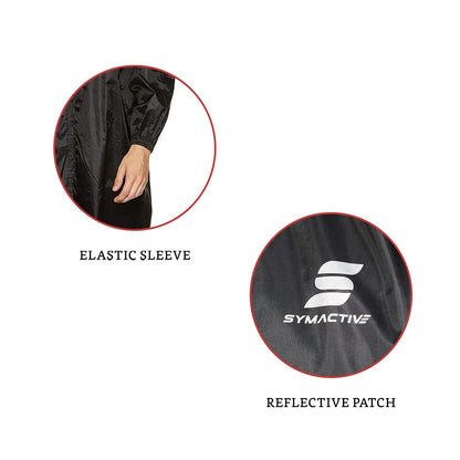 Amazon Brand - Symactive Polyester Water Resistant Long Rain Coat (Black, Medium)