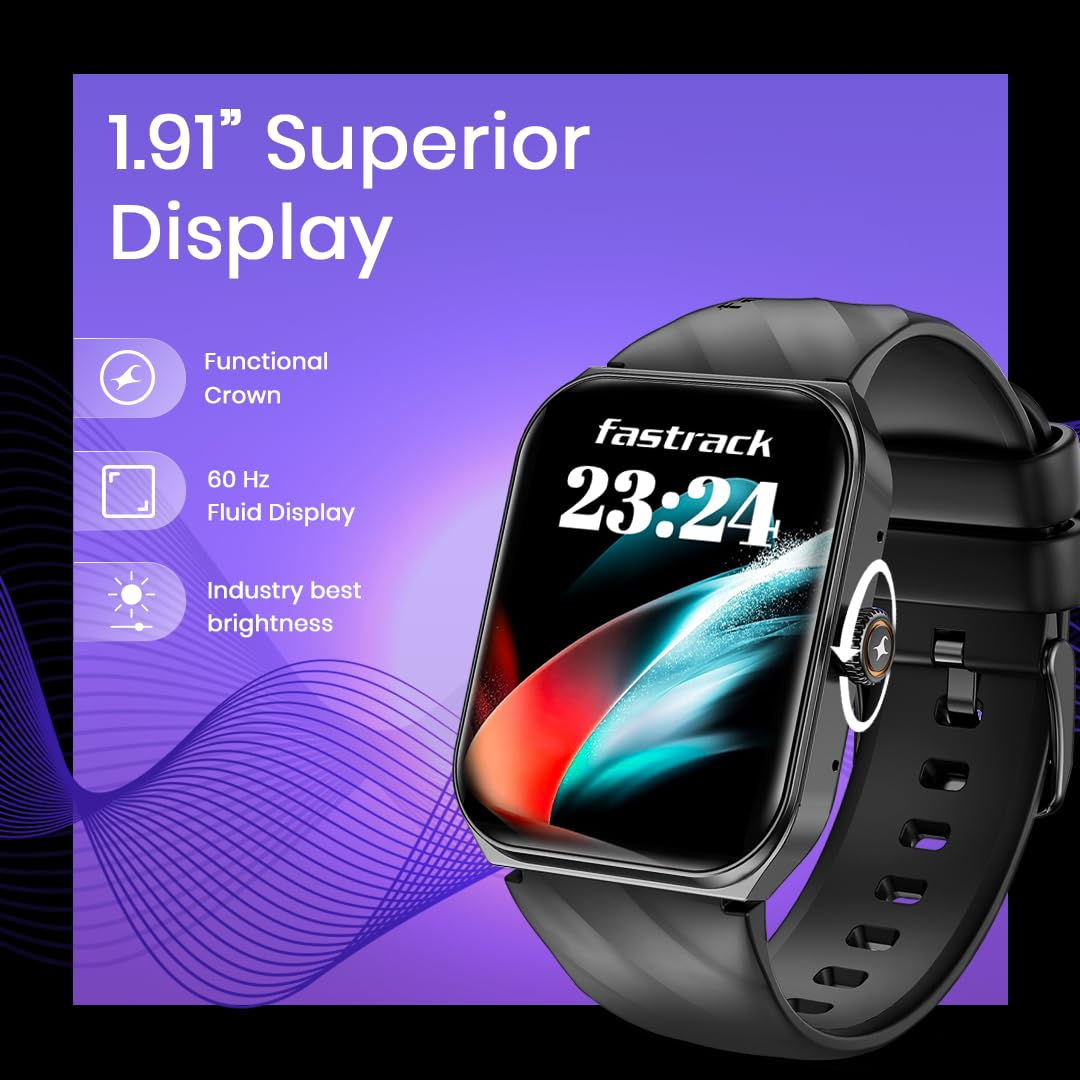 Fastrack New Limitless X2 Smartwatch|1.91" UltraVU with Rotating Crown|60 Hz Refresh Rate|Advanced Chipset|SingleSync BT Calling|NitroFast Charge|100+ Sports Mode & Watchfaces|Upto 5 Day Battery|IP68