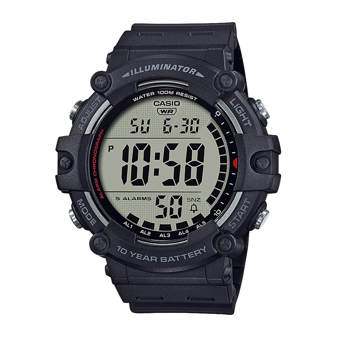 Casio Resin Digital Rubber Black Dial and Band Men's Watch-Ae-1500Wh-1Avdf