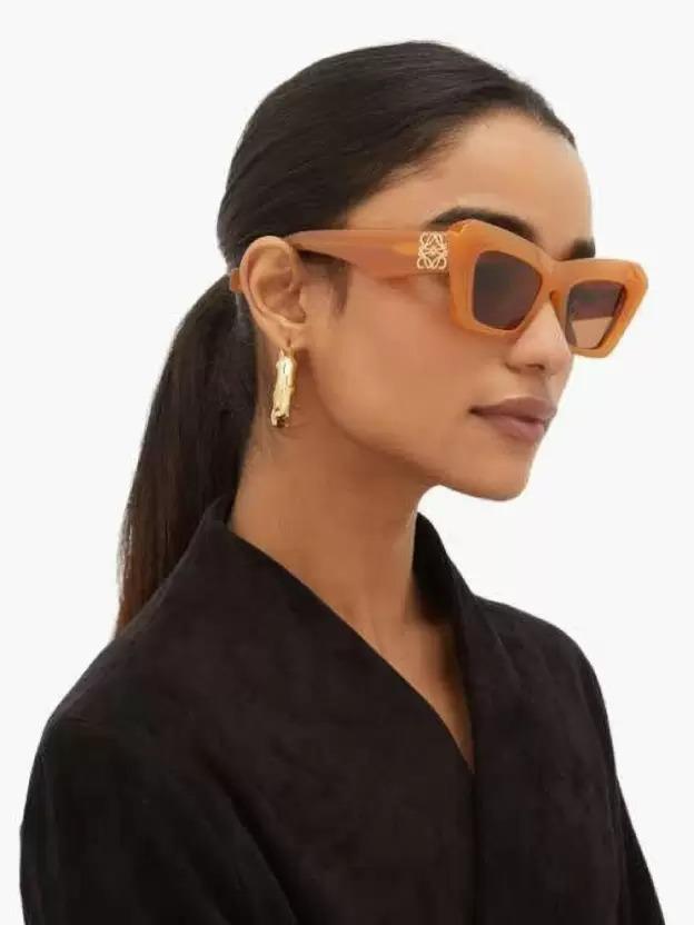 UV Protection Cat-eye Sunglasses (58) (For Women, Orange) - Blossom Mantra