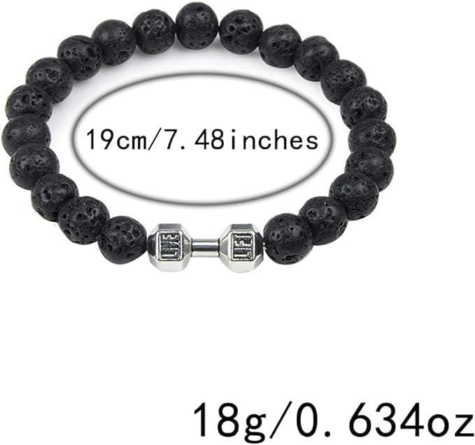 Volcanic Lava Stone Dumbbell Black Matte Beads Bracelets for Women Men - Blossom Mantra