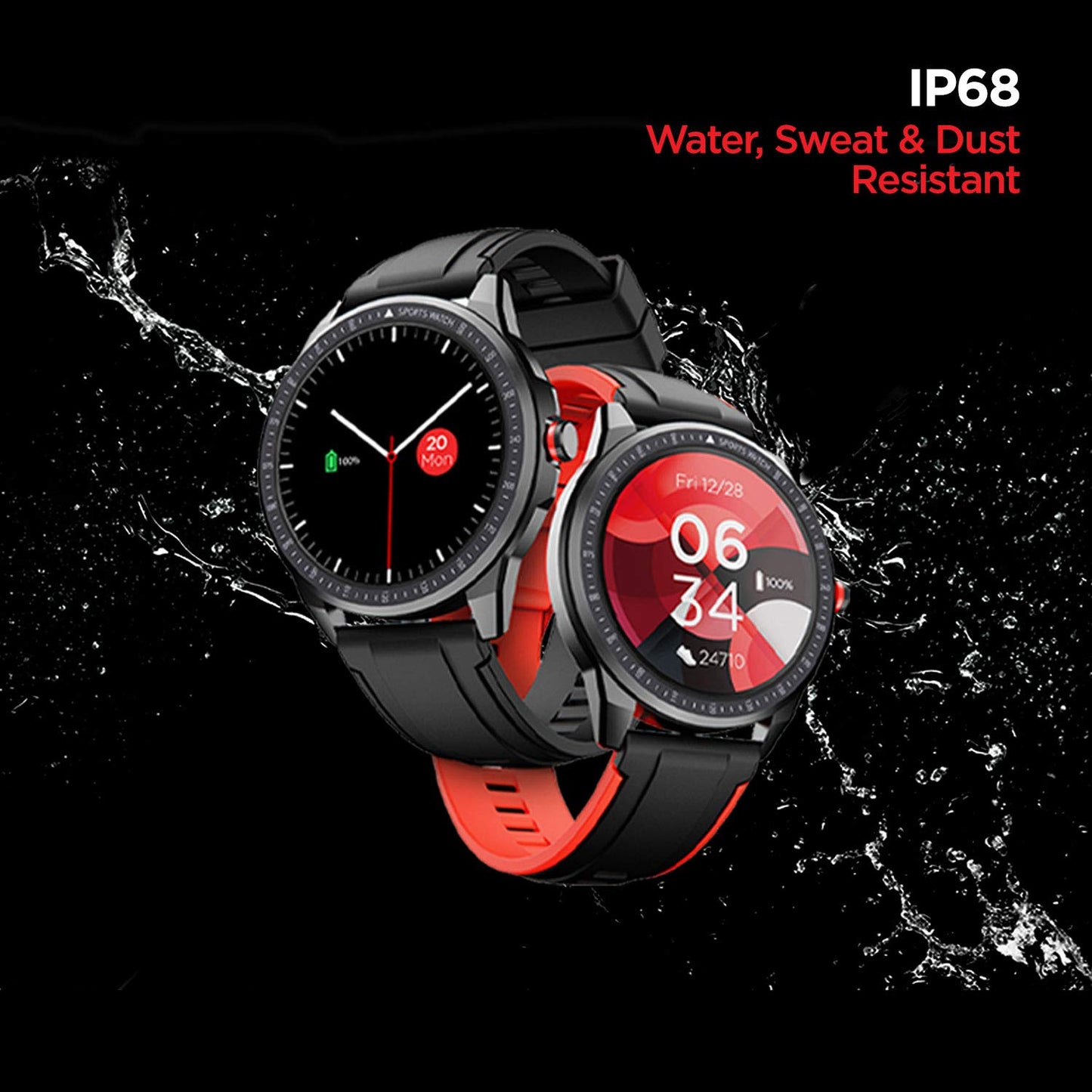 boAt Flash Edition Smart Watch with Activity Tracker,Multiple Sports Modes,Full Touch 3.30 cm (1.3") Screen,Gesture, Sleep Monitor,Camera & Music Control,IP68 Dust,Sweat & Splash Resistance(Moon Red)