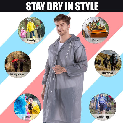 Allextreme EVA Waterproof Rain Coat Hooded Outdoor Water Resistant Suit Portable Men and Women (1 Pc, Grey)