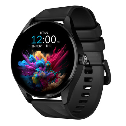 Titan Crest Premium Smart Watch|1.43" AMOLED Display with AOD|466x466 Pixel Resolution|Functional Crown|SingleSync BT Calling|Advanced Chipset|100+ Sports Modes & WatchfacesIP68 Smartwatch - Blossom Mantra