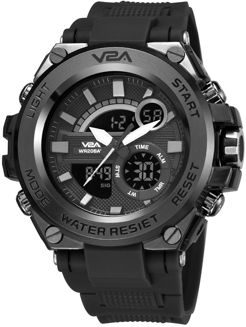 V2A Chronograph Analogue and Digital Sports Watch for Men (Grey)