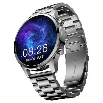 Noise Halo Plus Elite Edition Smartwatch with 1.46" Super AMOLED Display, Stainless Steel Finish Metallic Straps, 4-Stage Sleep Tracker, Smart Watch for Men and Women (Elite Silver) - Blossom Mantra