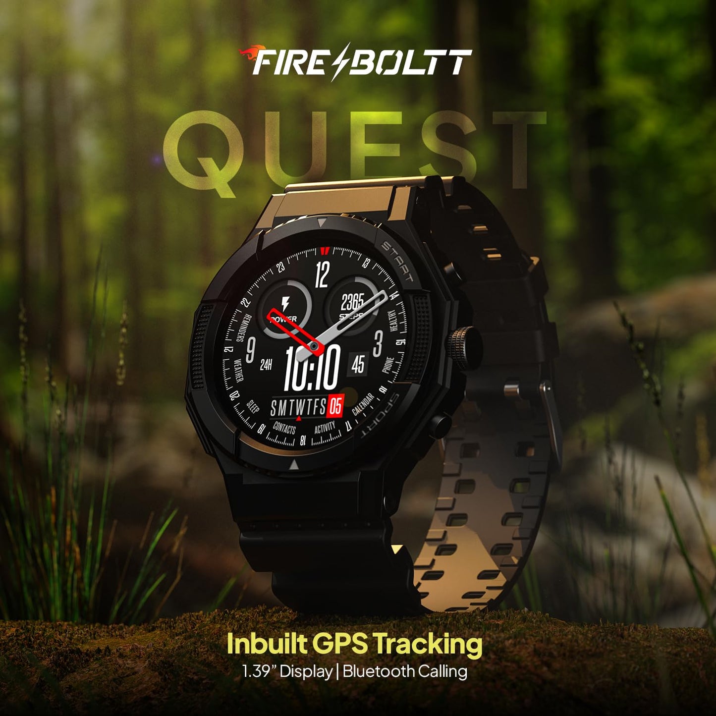 Fire-Boltt Newly Launched Quest Smartwatch 1.39" Full Touch GPS Tracking Smart Watch Bluetooth Calling, 100+ Sports Modes, 360 * 360 Pixel High Resolution, Health Suite & Rugged Outdoor Built