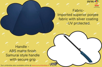 SUN Umbrella Blue Golf Big Size UV Protective Long & Non-Foldable