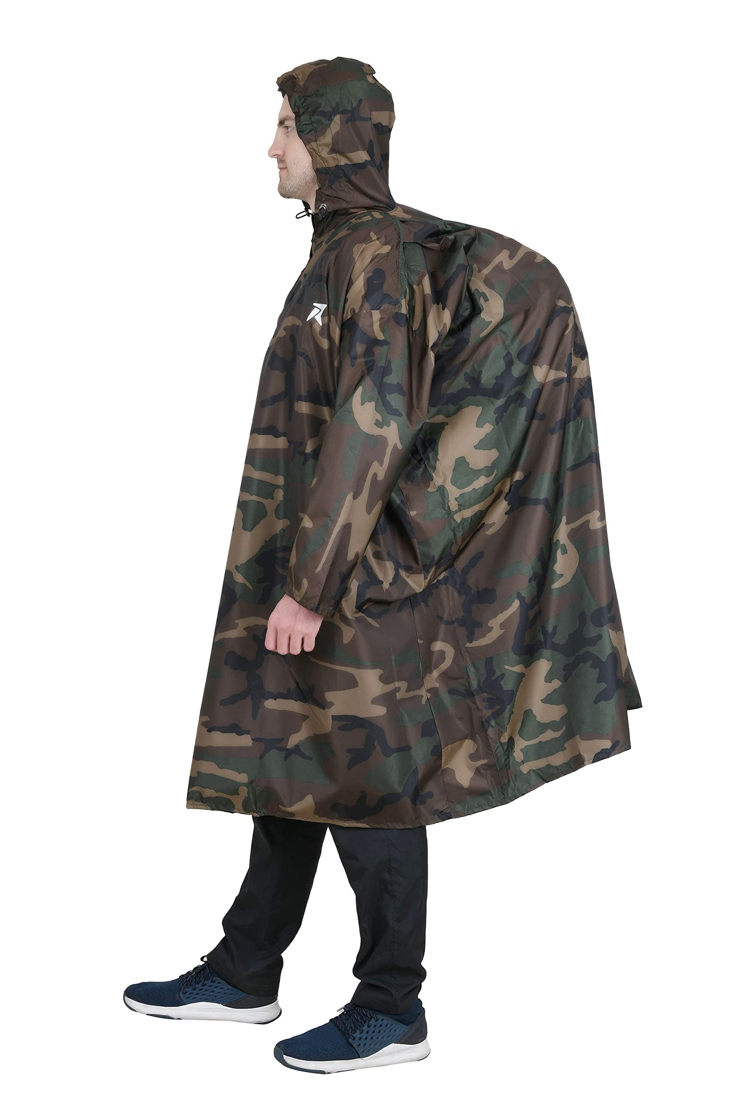 Rocksport Unisex Hooded Rain Poncho for Adult,Waterproof, Lightweight,Reusable& Packable, One Size Fits Most, Free Size(Camo)