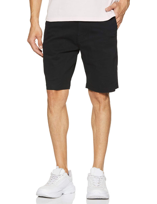 Amazon Brand - Symbol Men's Cotton Chino Shorts | Half Pants | Nikker | Stretchable Lounge Wear (Casual | Summer | Bermuda) (Black2_28)