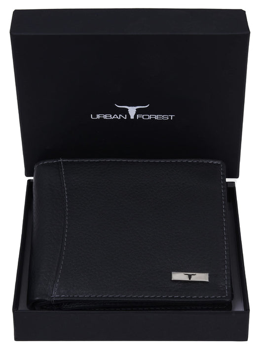 URBAN FOREST Oliver Black Leather Wallet for Men, 6 Card Slot