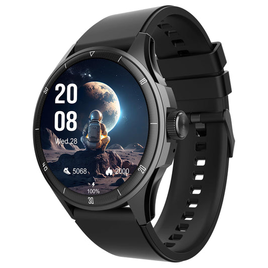 beatXP Vega Neo 1.43” AMOLED Bluetooth Calling Smartwatch with 466 * 466 Pixel, 60 Hz Refresh Rate, 500 Nits, Always on Display, Health Tracking, 100+ Sports Modes (Black Strap, 1.43)