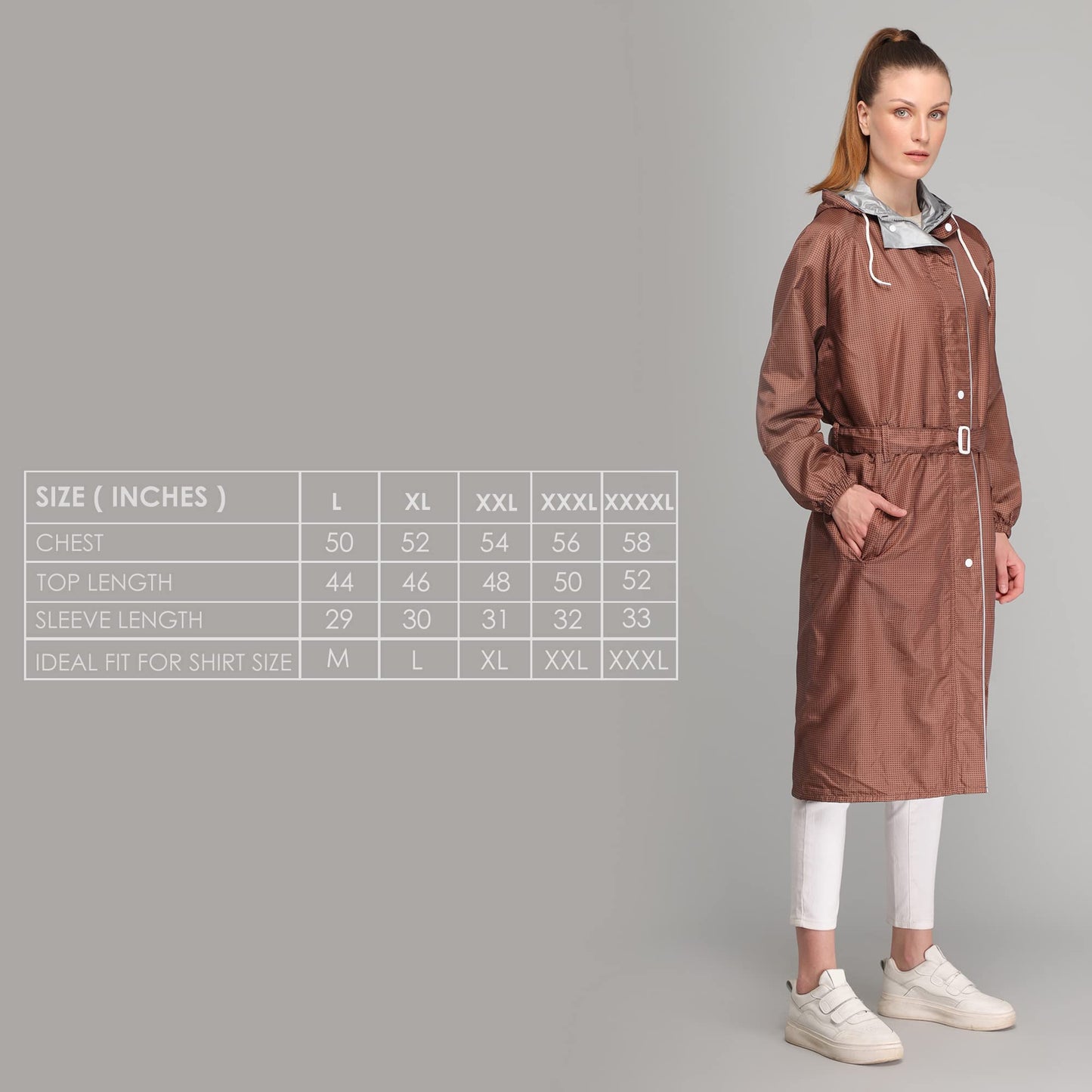 THE CLOWNFISH Raincoats for Women Waterproof Reversible Double Layer. Brilliant Pro Series (Brown, X-Large)