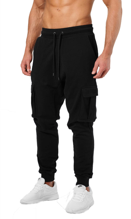 JUGULAR Men's Slim Fit Track pants(Cargo track pant_Black_Medium)
