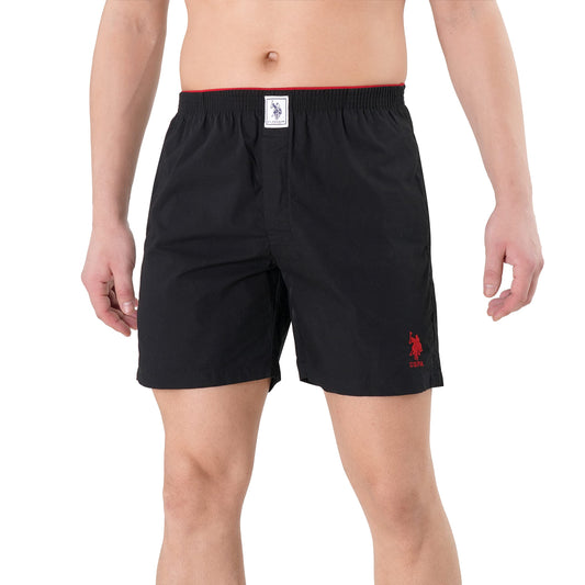 U.S. Polo Assn. Mens Pure Cotton Brushed Elastic I108 Boxers - Pack Of 1 (BLACK L)