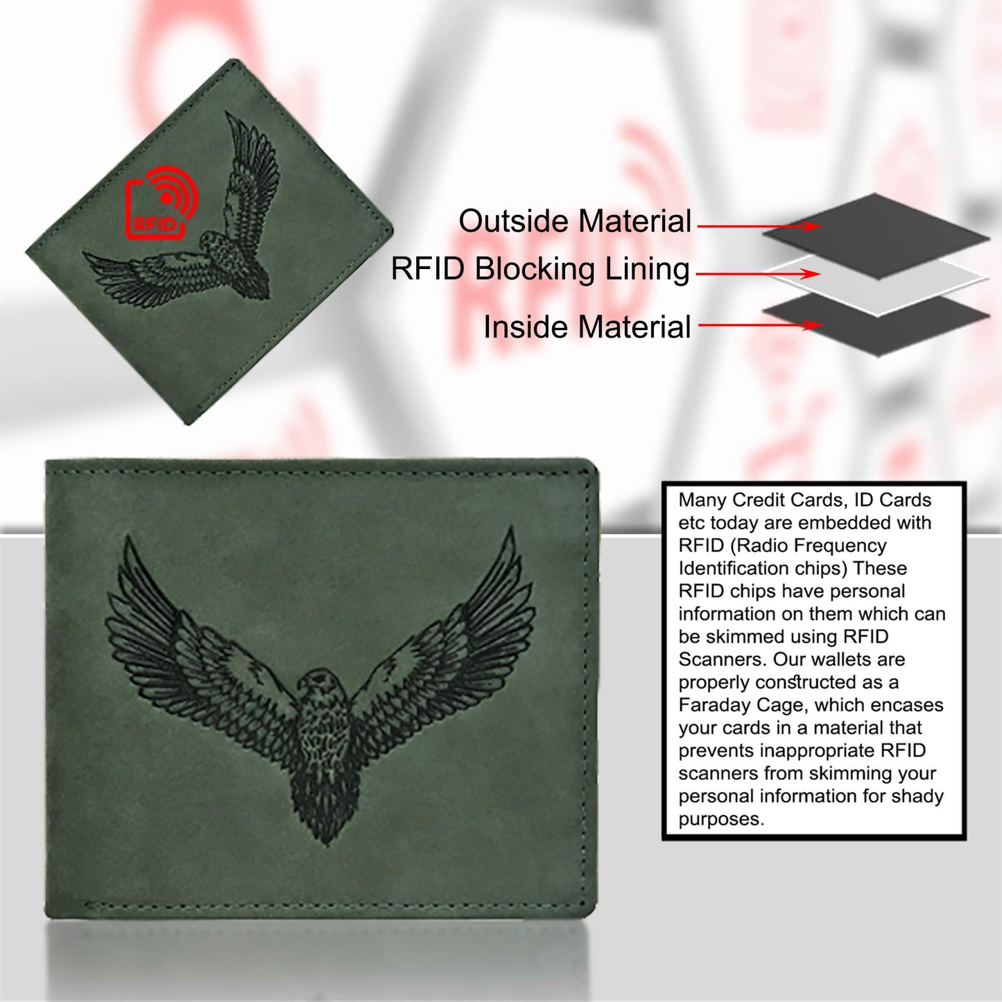 URBAN FOREST Zeus Vintage Green Leather Wallet for Men