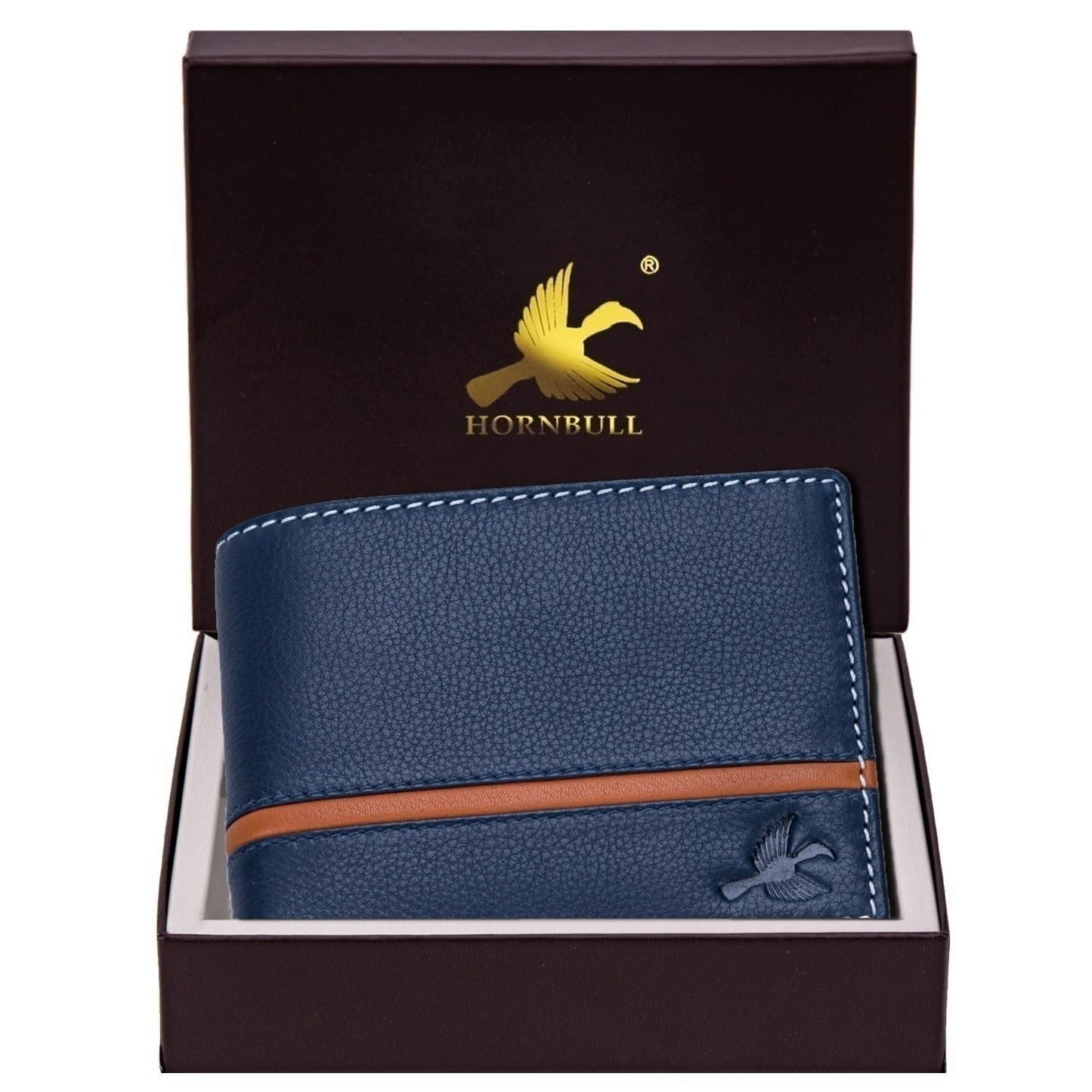 HORNBULL Denial Navy Leather Wallet for Men | Leather Mens Wallet with RFID Blocking | Wallets Men Genuine Leather - Blossom Mantra