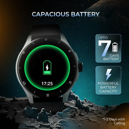 beatXP Vega Neo 1.43” AMOLED Bluetooth Calling Smartwatch with 466 * 466 Pixel, 60 Hz Refresh Rate, 500 Nits, Always on Display, Health Tracking, 100+ Sports Modes (Black Strap, 1.43)