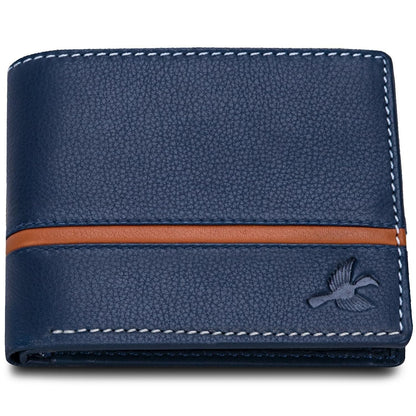 HORNBULL Denial Navy Leather Wallet for Men | Leather Mens Wallet with RFID Blocking | Wallets Men Genuine Leather - Blossom Mantra