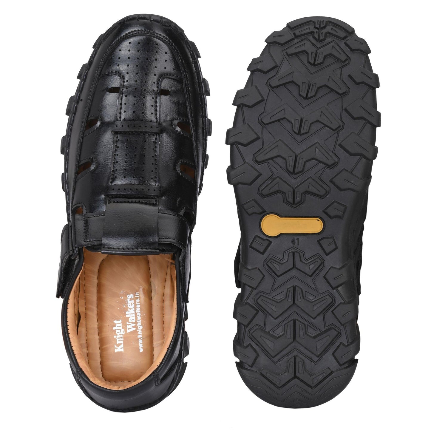 Black Roman Sandals For Men - Blossom Mantra
