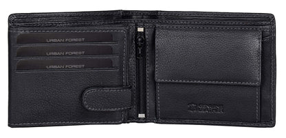 URBAN FOREST Oliver Black Leather Wallet for Men, 6 Card Slot - Blossom Mantra