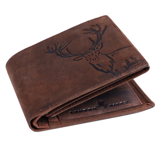 LONDON ALLEY Elk Vintage Brown Men's Leather Wallet.