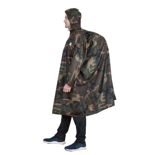 Rocksport Unisex Hooded Rain Poncho for Adult,Waterproof, Lightweight,Reusable& Packable, One Size Fits Most, Free Size(Camo)